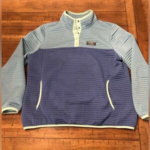 L.L.Bean Women’s Petite Quilted Snap Pullover Blue Med Petite